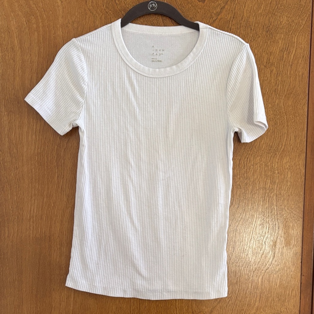 A new day // white ribbed tee